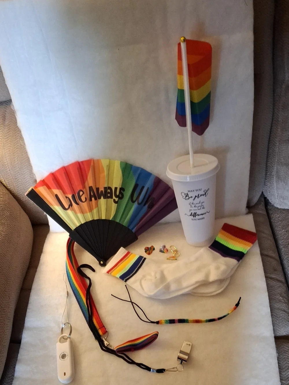 Rainbow Pride Fan & Accessories Set - Multicolor
